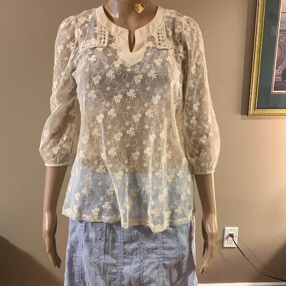 Monteau Cream Lace Blouse